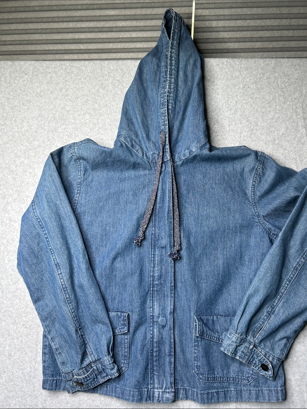 Jun and Ivy Women's Hooded Denim Jacket - Blue